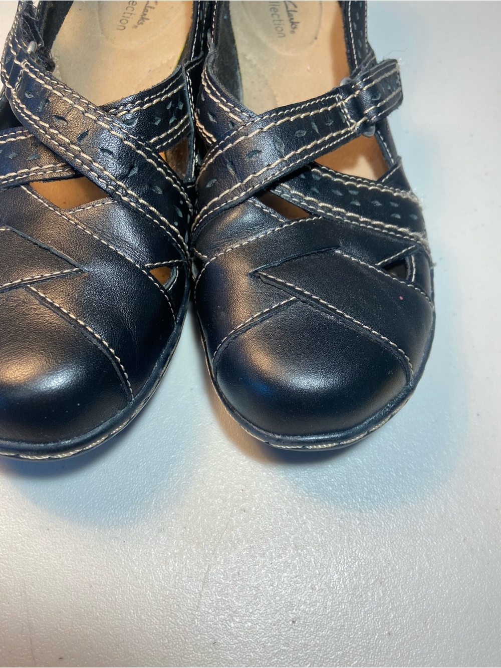 Clark’s Collection Ashland Spin Q Black Leather Shoes SZ 7.5 - Picture 9 of 13